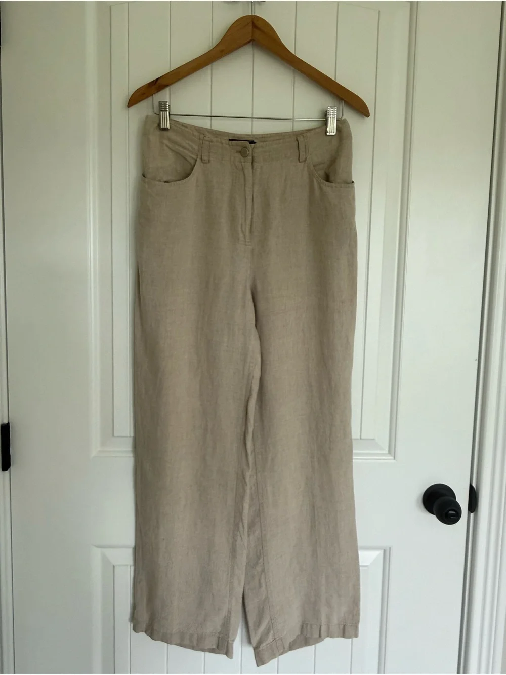 J. Crew Wide-Leg Linen-Blend Pants in Neutral Beige